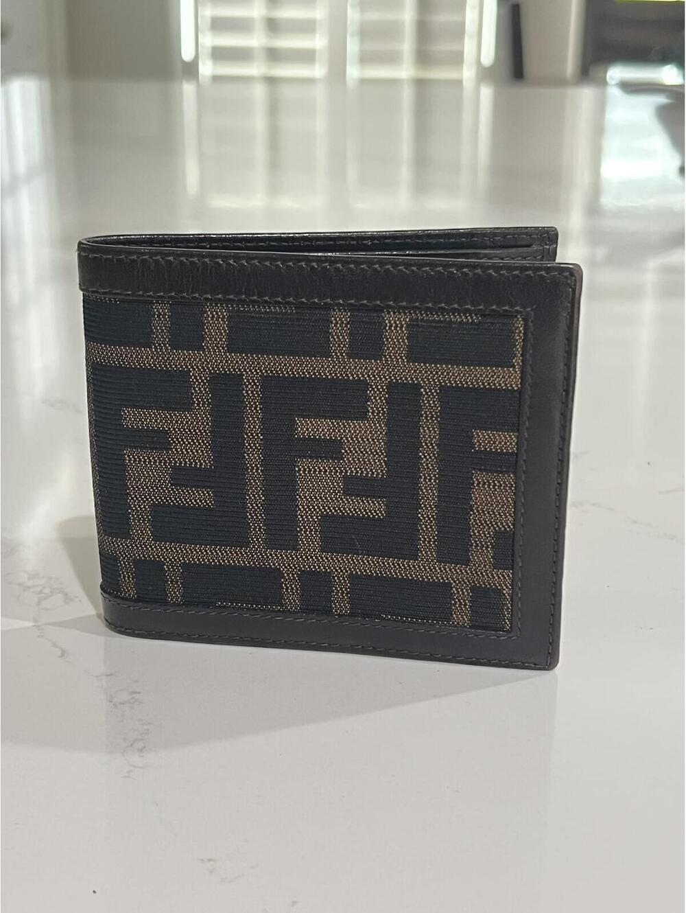 Fendi Mens Black/Brown Zucca Canvas Wallet